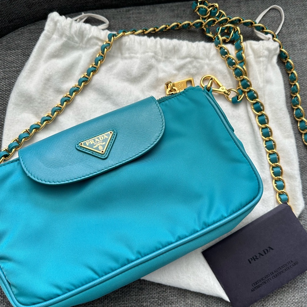 Prada Turquoise nylon crossbody bag